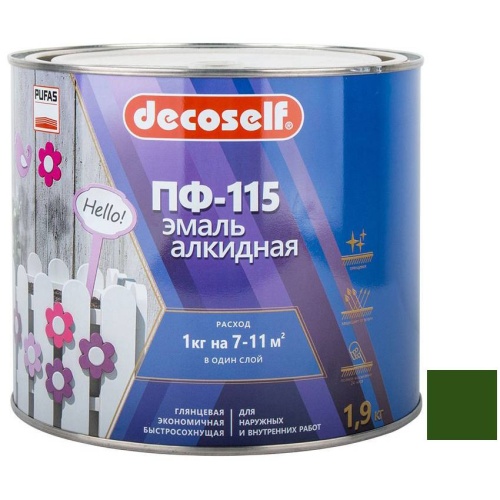 Эмаль Pufas Decoself ПФ-115 салатная 1,9 кг
