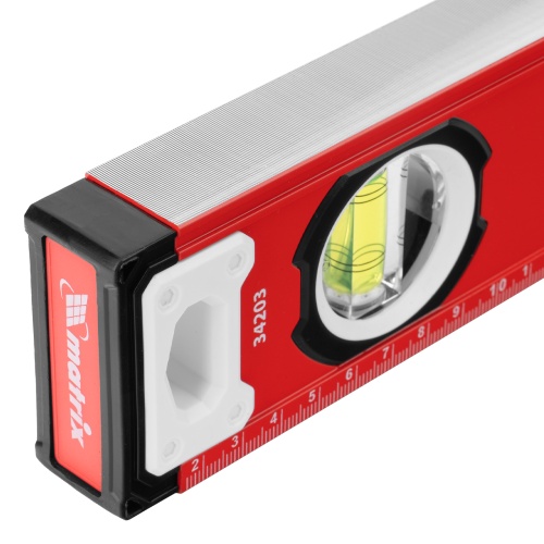 Уровень алюминиевый, фрезерованный, 3 глазка, рукоятки, 1000 мм Matrix фото 6