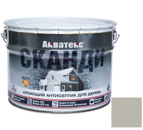 Антисептик акриловый кроющий для дерева Акватекс Сканди полуматовый Альпийское утро 9 л