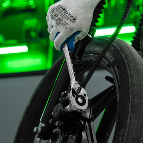 Ключ-трещотка 1/2", 45 зубьев, цельнометаллический, с быстрым сбросом, CrV, хром Сибртех фото 12