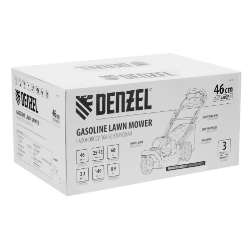 Бензиновая газонокосилка GLT-460SP-T, Trike 149 см3, 46 см, привод, панель, 60л Denzel фото 18