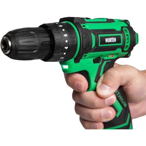 Дрель-шуруповерт ударная аккумуляторная WORTEN в кейсе + оснастка 13 шт, 2x2.0Ач, 12В IM КА-90000580 фото 4