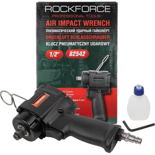 Ударный пневмогайковерт Rockforce Compact с реверсом и регулировкой усилия 1/2'' 600Hм, 8500 об/мин,6.3bar,113 л/мин,1.45кг RF-82542(11712) фото 3 Ударный пневмогайковерт Rockforce Compact с реверсом и регулировкой усилия 1/2'' 600Hм, 8500 об/мин,6.3bar,113 л/мин,1.45кг RF-82542(11712) фото 3