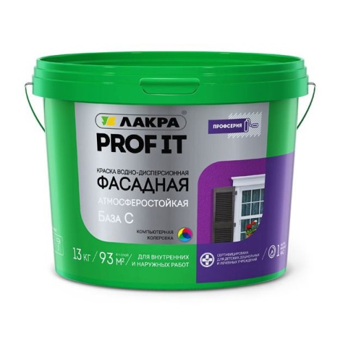 Краска фасадная Лакра Prof It бесцветная матовая база C 13 кг