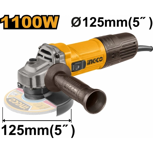 Угловая шлифовальная машина INGCO INDUSTRIAL 1100 Вт, 125 мм AG110028 фото 3