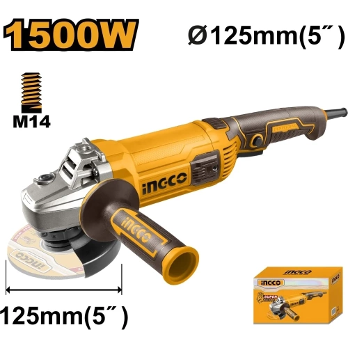 Угловая шлифовальная машина INGCO INDUSTRIAL 125мм, 1500Вт AG150028 фото 3