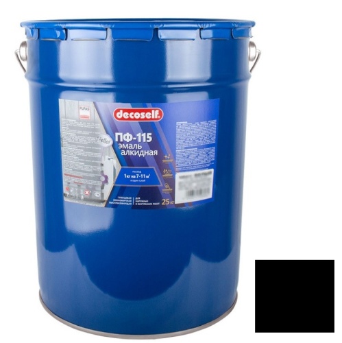Эмаль Pufas Decoself ПФ-115 черная 25 кг/18,7 л
