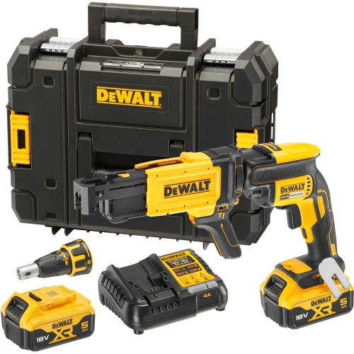 Аккумуляторный ленточный шуруповерт DEWALT DCF620P2K, 18 В, 30 Нм, 4400 об/мин, с 2 АКБ 5 Ач и ЗУ, в кейсе TSTAK DCF620P2K-QW Аккумуляторный ленточный шуруповерт DEWALT DCF620P2K, 18 В, 30 Нм, 4400 об/мин, с 2 АКБ 5 Ач и ЗУ, в кейсе TSTAK DCF620P2K-QW