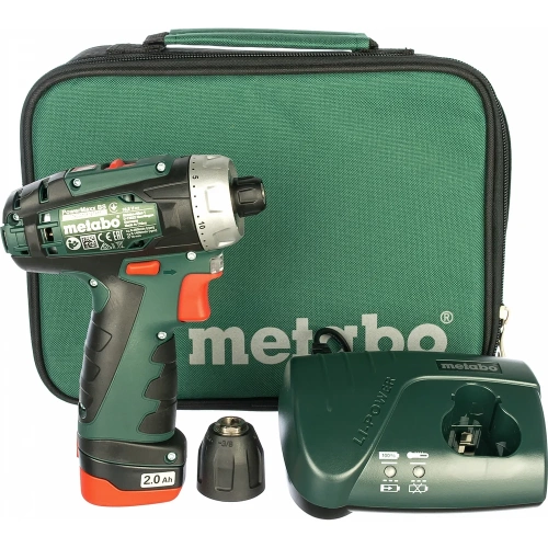 Аккумуляторная дрель Metabo PowerMaxx BS 12 В, 1х2.0, патрон, сумка 600079500 фото 3 Аккумуляторная дрель Metabo PowerMaxx BS 12 В, 1х2.0, патрон, сумка 600079500 фото 3