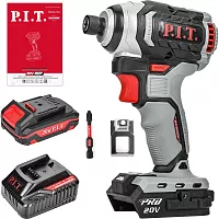 Винтоверт аккумуляторный бесщёточный P.I.T. IMPACT 20В, 170Нм, 3ск, HEX 1/4", 1x2Ач, ЗУ,кейс PSD20H-170A/1