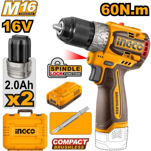 Аккумуляторный бесщеточный шуруповерт INDUSTRIAL 16 В 60 Нм 22+1 INGCO CDLI16682 фото 3 Аккумуляторный бесщеточный шуруповерт INDUSTRIAL 16 В 60 Нм 22+1 INGCO CDLI16682 фото 3