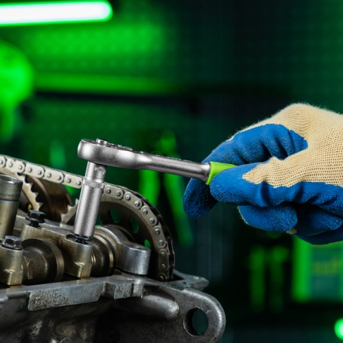 Ключ-трещотка 1/4", 45 зубьев, с быстрым сбросом, матовый хром Сибртех фото 12