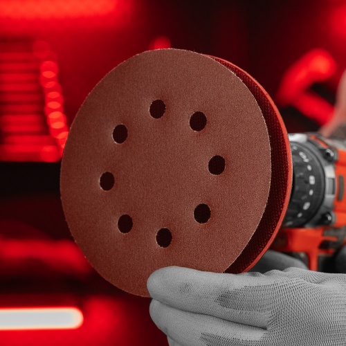 Круг абразивный на ворсовой подложке под "липучку", перфорированный, P 220, 125 мм, 5 шт Matrix фото 6