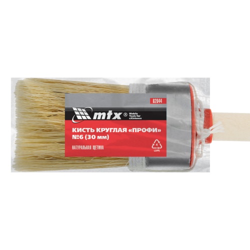Кисть круглая, Профи №6 (30 мм) натуральная щетина, деревянная ручка MTX фото 6