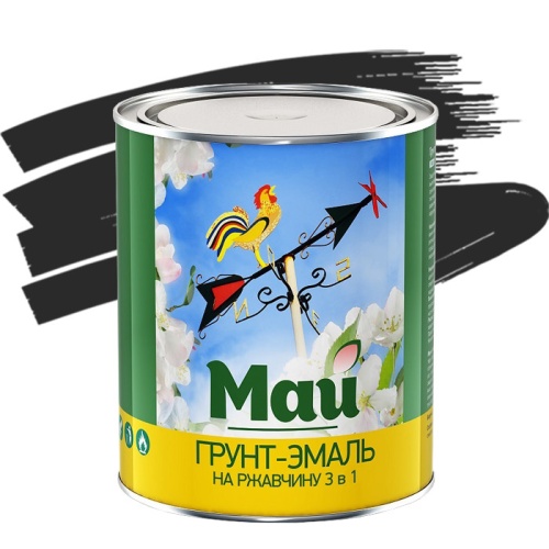 Грунт-эмаль по ржавчине Май 3 в 1 черная 1,9 кг Грунт-эмаль по ржавчине Май 3 в 1 черная 1,9 кг
