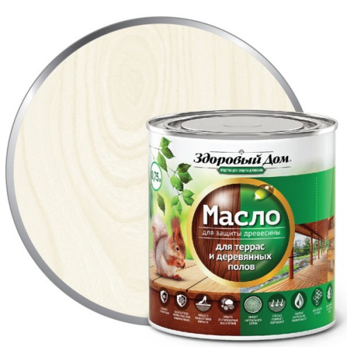 Масло деревозащитное Здоровый дом для террас и полов Слоновая кость 0,75 л