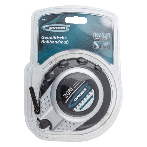 Рулетка геодезическая 20 м х 13 мм, закрытый корпус, металлическая лента, нейлон Gross фото 4