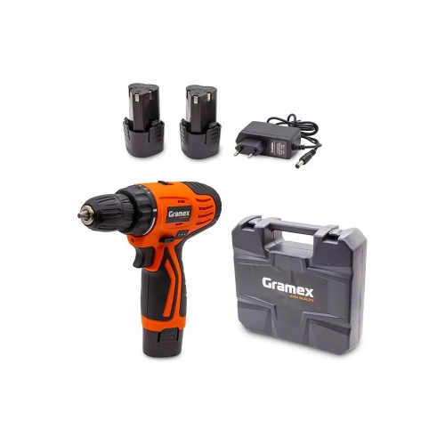 Дрель аккумуляторная Gramex HCD-12-2 (12В, пат-10мм, 2 скорости, аккум Li-Ion 2,0 А/ч) кейс, 2 акк (1/10) 018143 Дрель аккумуляторная Gramex HCD-12-2 (12В, пат-10мм, 2 скорости, аккум Li-Ion 2,0 А/ч) кейс, 2 акк (1/10) 018143