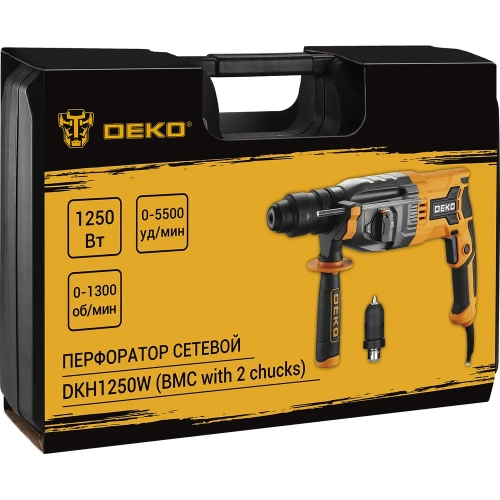 Перфоратор DEKO DKH1250W в кейсе, с дополнительным патроном, 1250 Вт 063-4366 фото 6