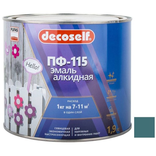 Эмаль Pufas Decoself ПФ-115 светло-голубая 1,9 кг