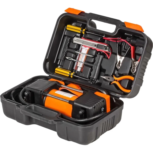 Двухпоршневой компрессор AIRLINE X5 с комплектом инструмента, 2 отвертки, ремкомплект для бескамерных шин, нож, плоcкогубцы CA-020-01NR фото 4