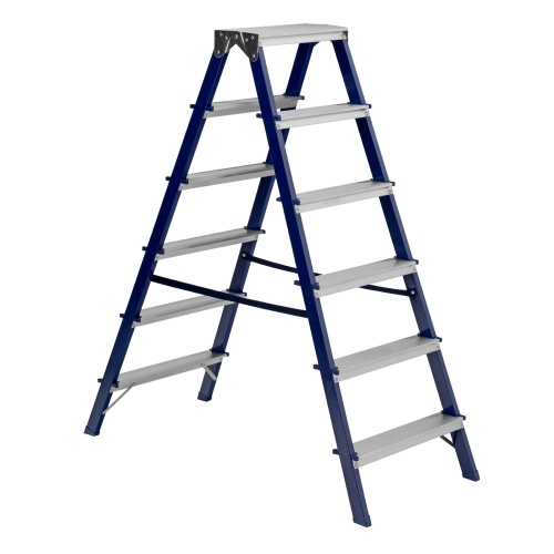 Стремянка двусторонняя 6 ступеней, стальная, Сибртех фото 2 Стремянка двусторонняя 6 ступеней, стальная, Сибртех фото 2