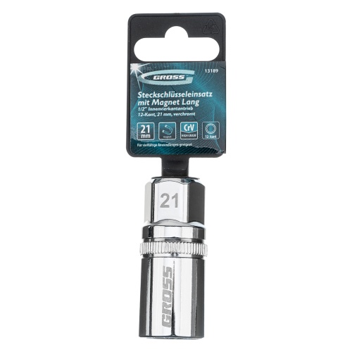 Головка торцевая свечная, магнитная, двенадцатигранная, 21 мм, под квадрат 1/2 Gross фото 5