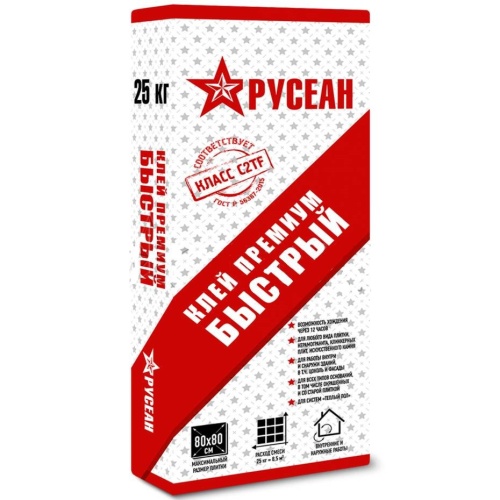 Клей для плитки Русеан Быстрый 25 кг Клей для плитки Русеан Быстрый 25 кг