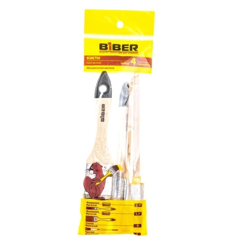 Набор кистей Biber 31402 флейцевые натуральная щетина 4 шт фото 3