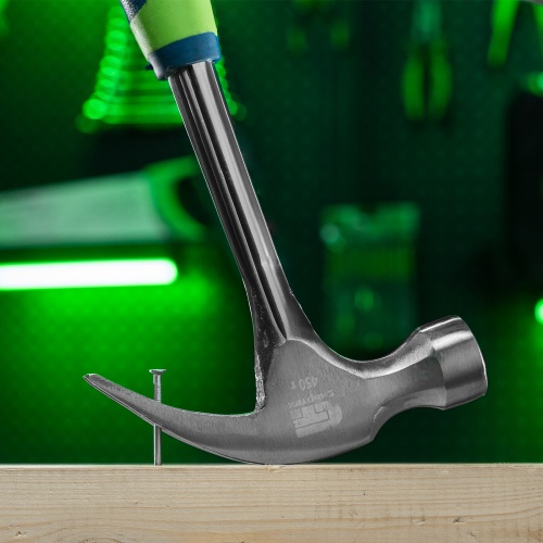 Молоток-гвоздодер, металлическая трубчатая обрезиненная рукоятка, вес 450 г, боек 27 мм Сибртех фото 9