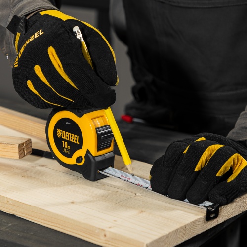 Рулетка 10м х 25мм, двухкомп. корпус, кнопка-пауза Denzel фото 10