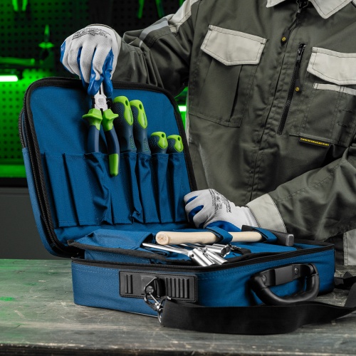 Кейс монтера, 365х300х110 мм, 10 карманов, наплечный ремень Сибртех фото 16