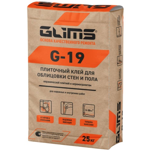 Клей для плитки Glims G-19 25 кг