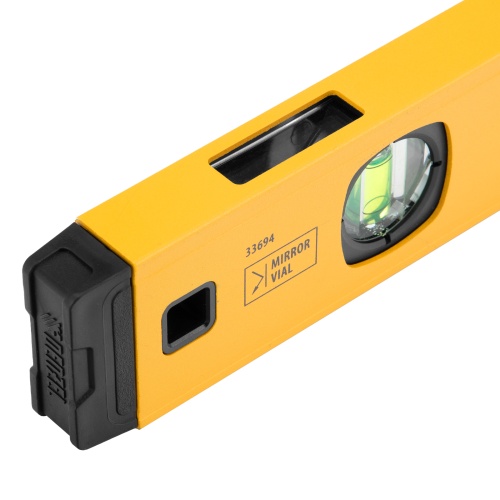 Уровень алюминиевый, магнит, фрезерованный, 3 глазка (1 зеркал.) 0,5 мм/м, 1200 мм Denzel фото 6