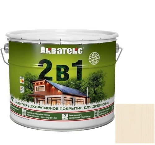 Покрытие алкидное защитно-декоративное для древесины Акватекс 2 в 1 полуматовое Ваниль 9 л
