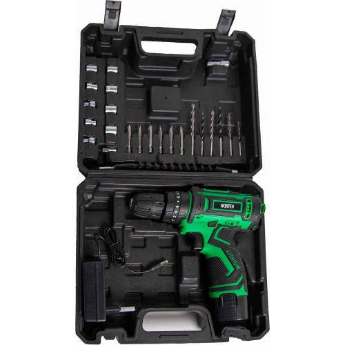 Дрель-шуруповерт ударная аккумуляторная WORTEN в кейсе + оснастка 13 шт, 2x2.0Ач, 12В IM КА-90000580 фото 6