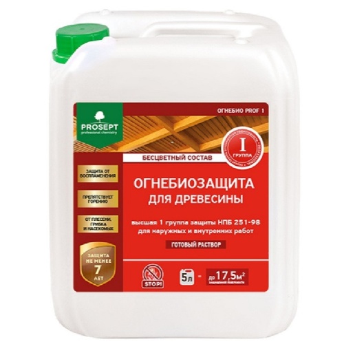 Огнебиозащита для древесины Prosept Огнебио Prof I 1 007-5бц бесцветная 5 л