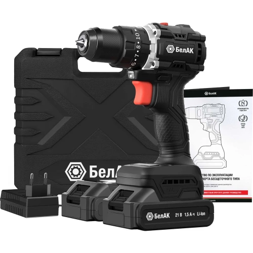 Дрель-шуруповерт БелАК бесщеточная, 21V 55Hm, в кейсе, 2 АКБ БАК.53314 Дрель-шуруповерт БелАК бесщеточная, 21V 55Hm, в кейсе, 2 АКБ БАК.53314