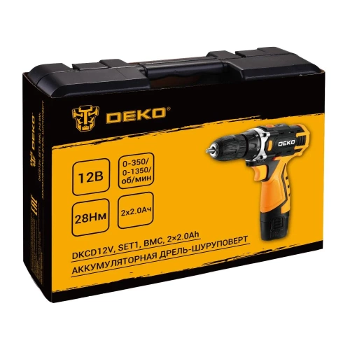 Аккумуляторная дрель-шуруповерт DEKO DKCD12V SET1 в кейсе + оснастка 13 шт, 2_2,0 А·ч 083-1022 фото 7