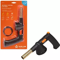 Газовая горелка Airline с ручкой на цанговый баллон, пьезоподжиг, анти-вспышка, 21,5x12,5x5,5 см AGT-04