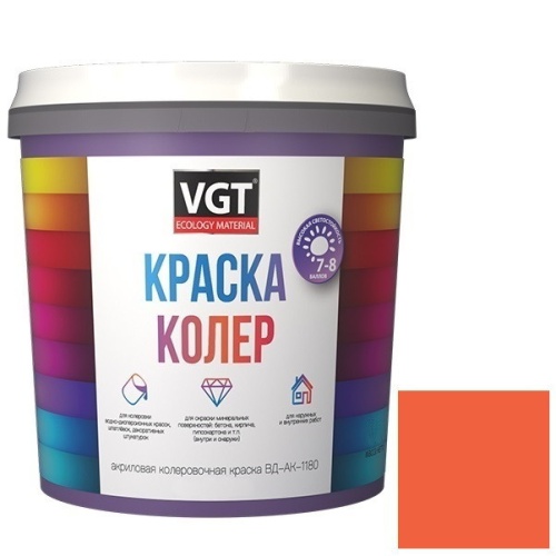 Колер-краска VGT ВД-АК-1180 кирпично-красная 0,25 кг