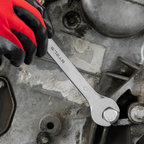 Ключ комбинированный, 17 мм, CrV, матовый хром Stels фото 6