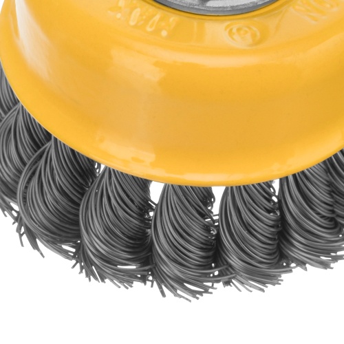 Щетка для УШМ, 75 мм, "Чашка", крученая нержавеющая проволока 0.5 мм, М14 Denzel фото 5