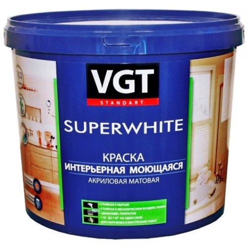 Краска интерьерная VGT ВД-АК-1180 база A моющаяся 13 кг