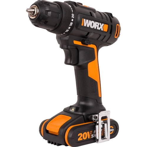 Дрель-шуруповерт аккумуляторная WORX 20В, 2Ач х2, ЗУ 0,4А, сумка WX100.2 Дрель-шуруповерт аккумуляторная WORX 20В, 2Ач х2, ЗУ 0,4А, сумка WX100.2