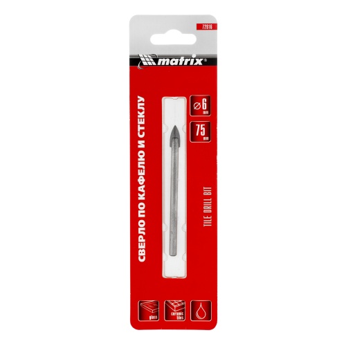Сверло по керамической плитке, 6 мм, цилиндрический хвостовик Matrix фото 5