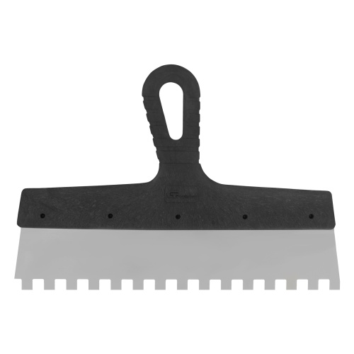 Шпатель из нержавеющей стали, 300 мм, зуб 10 х 10 мм, пластмассовая ручка Сибртех фото 3 Шпатель из нержавеющей стали, 300 мм, зуб 10 х 10 мм, пластмассовая ручка Сибртех фото 3