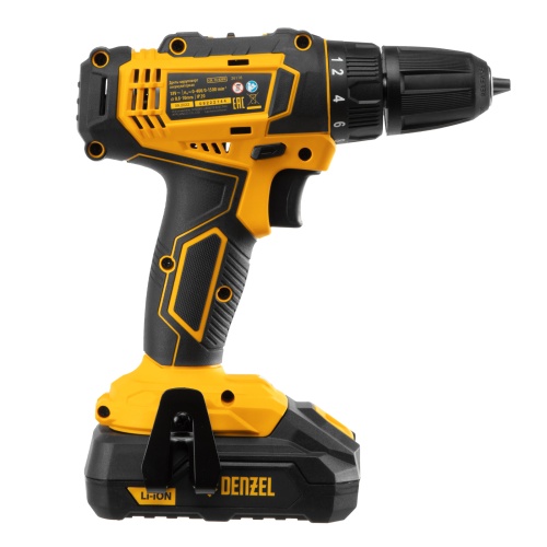 Дрель-шуруповерт аккумуляторная CDL-18-02BM, Li-Ion, 18 В, 2 аккумулятор Denzel фото 10