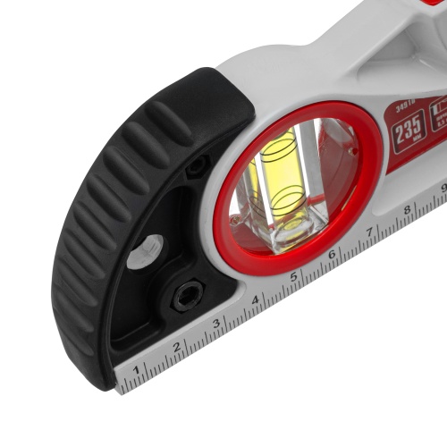 Уровень алюминиевый литой, фрезерованный, 3 глазка, две ударные площадки, 235 мм Matrix фото 5