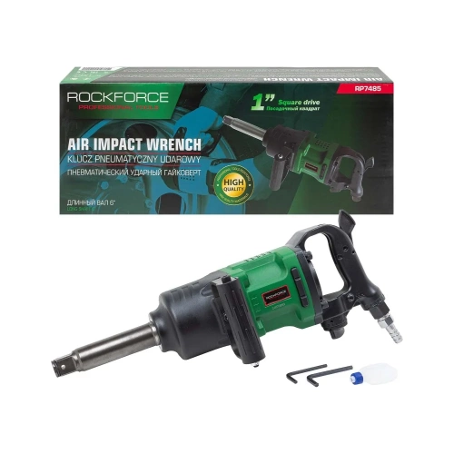 Пневмогайковерт ударный Rockforce с длинным валом,реверсом и регулировкой усилия 1''(2700Hм, 4000 об/мин,6.3bar,340 л/мин,11.6кг) RF-RP7485(50508) Пневмогайковерт ударный Rockforce с длинным валом,реверсом и регулировкой усилия 1''(2700Hм, 4000 об/мин,6.3bar,340 л/мин,11.6кг) RF-RP7485(50508)
